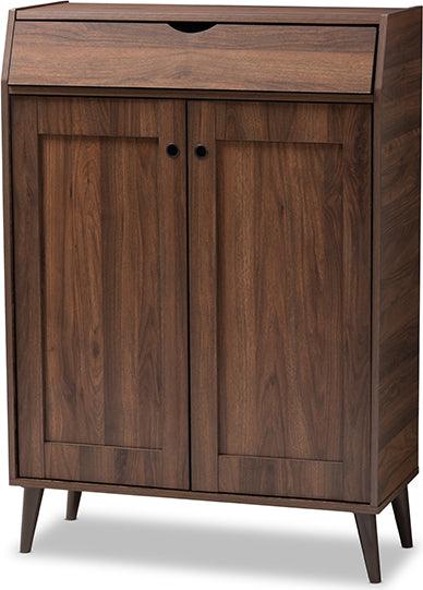 Wholesale Interiors Shoe Storage - Cormier Walnut Brown finished 2-Door Wood Entryway Shoe Storage Cabinet