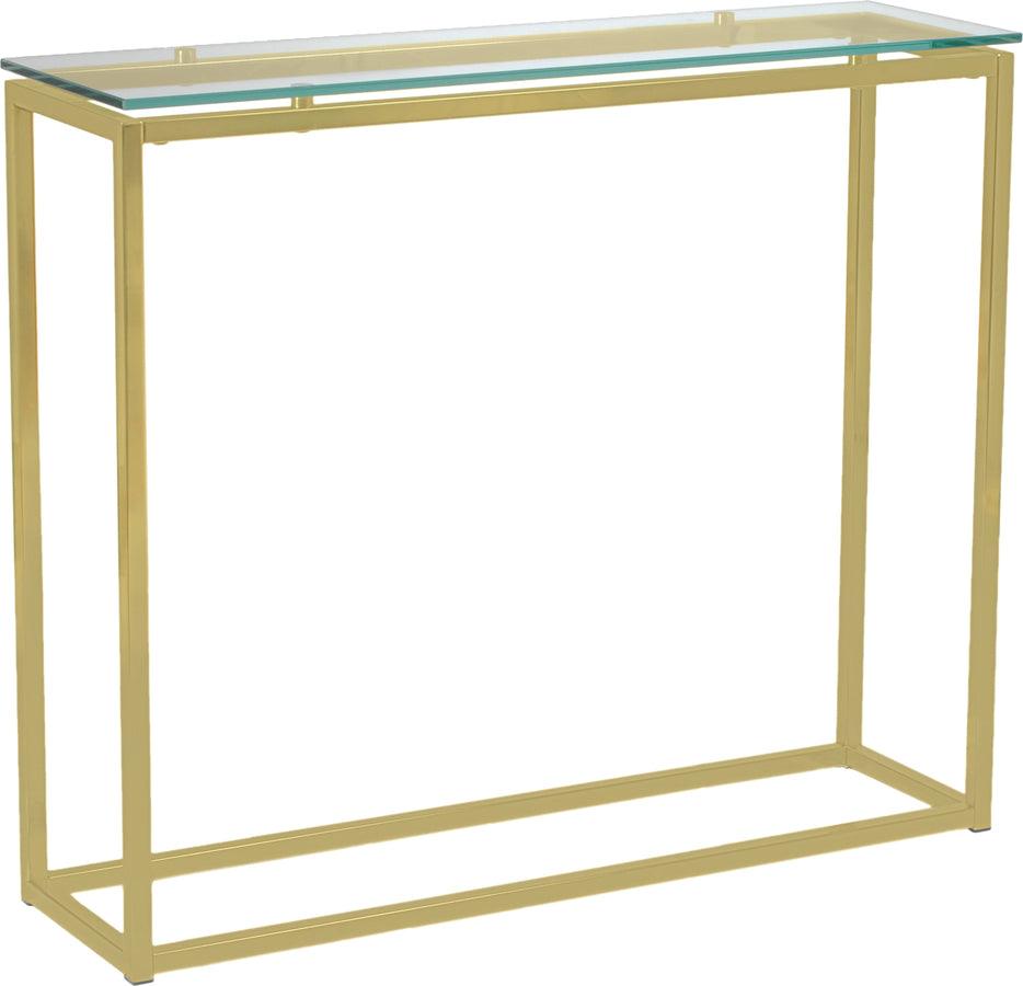Euro Style Consoles - Sandor Console Table with Clear Tempered Glass Top and Matte Brushed Gold Frame