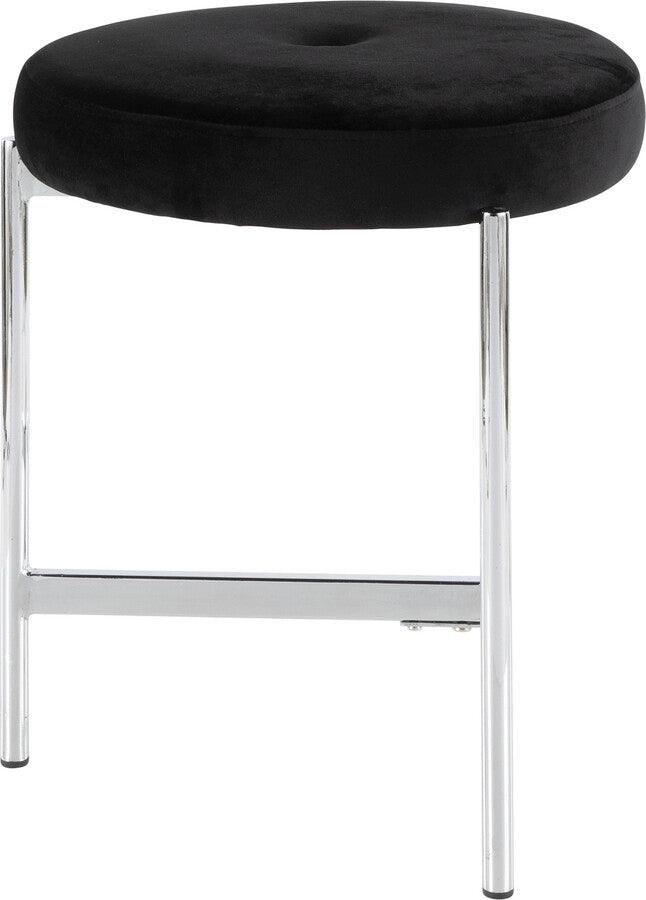 Lumisource Bedroom Vanity - Chloe Contemporary Vanity Stool in Chrome and Black Velvet