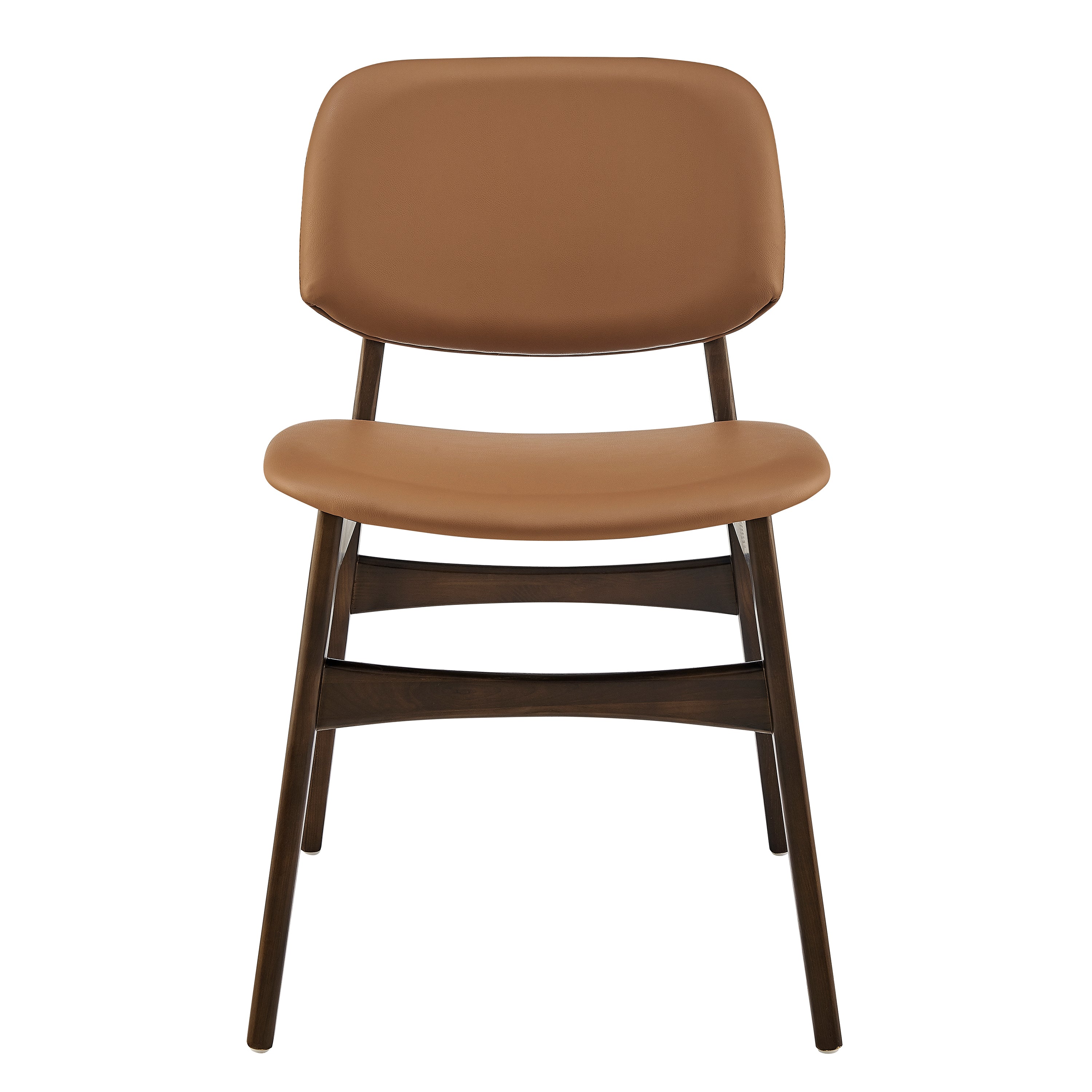Euro Style Dining Chairs - Gunther Side Chair with Dark Tan Leatherette and Dark Walnut Frame - Set of 2