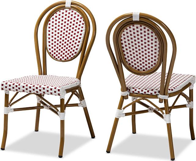 Wholesale Interiors Outdoor Dining Chairs - Gauthier Indoor & Outdoor Red & White Bistro Dining Chair Set of 2