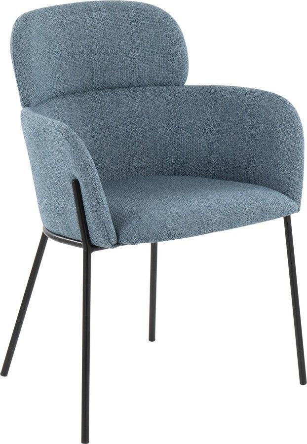 Lumisource Accent Chairs - Milan Contemporary Chair In Black Metal & Blue Noise Fabric (Set of 2)