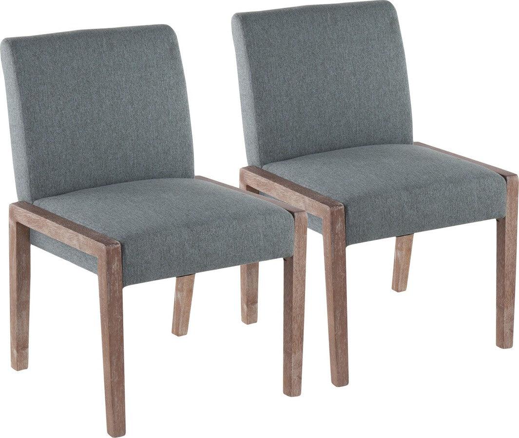 Lumisource Accent Chairs - Carmen Contemporary Chair In White Washed Wood & Teal Fabric (Set of 2)