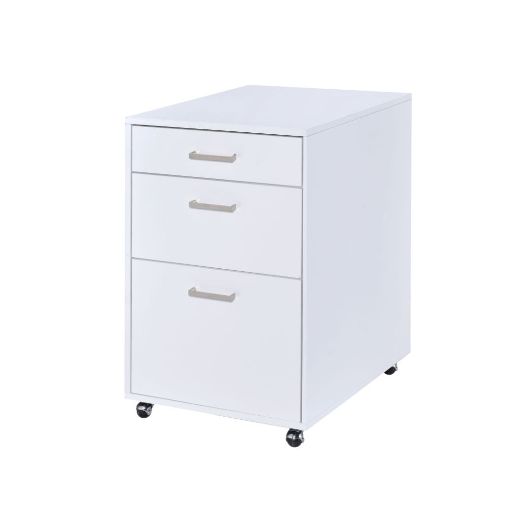 ACME File Cabinets - ACME Coleen File Cabinet, White High Gloss & Chrome