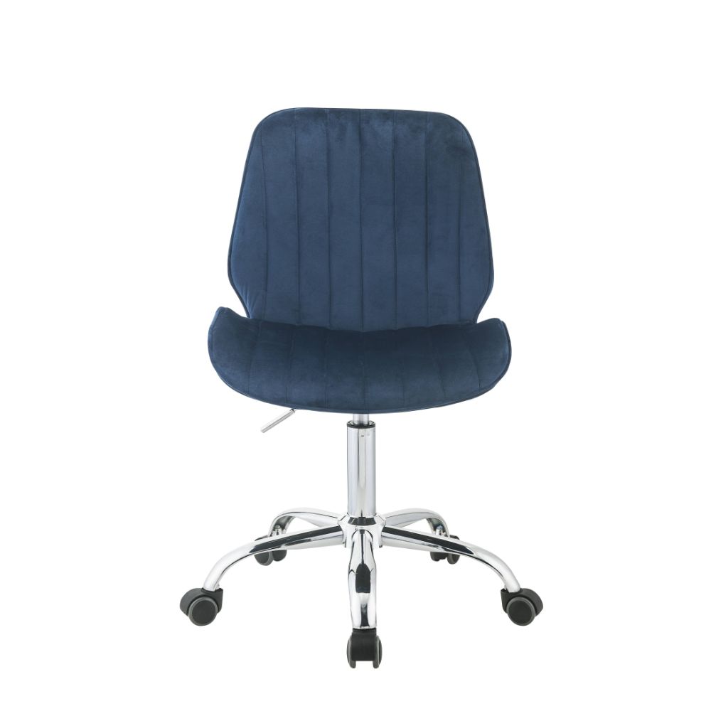 ACME Task Chairs - ACME Muata Office Chair, Twilight Blue Velvet & Chrome