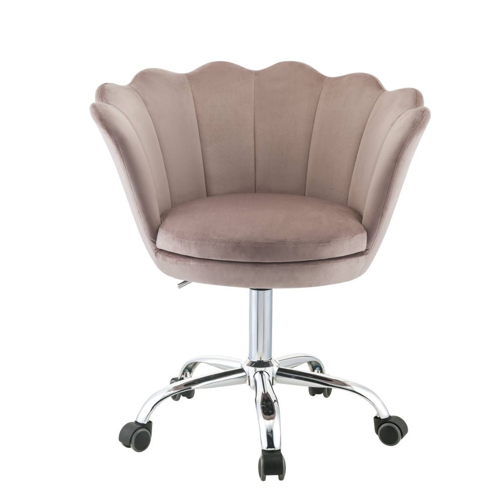 ACME Task Chairs - ACME Micco Office Chair, Rose Quartz Velvet & Chrome
