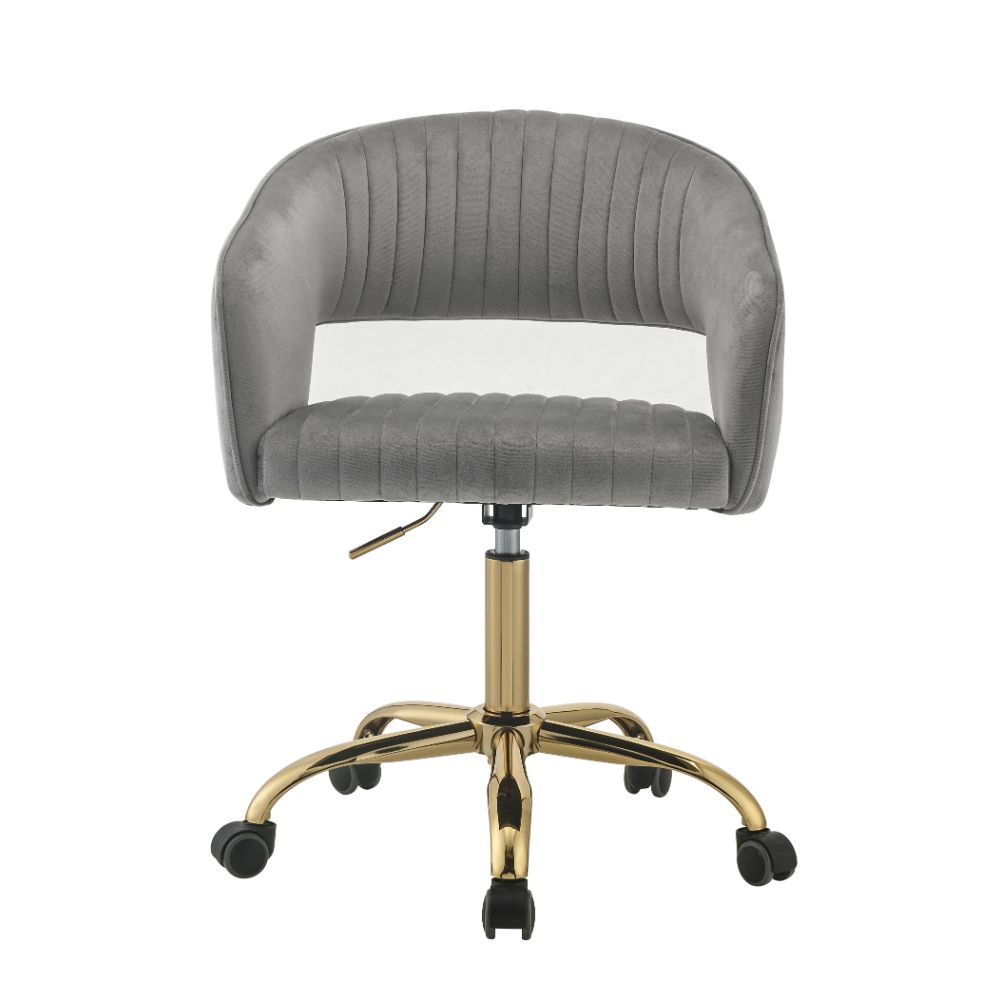 ACME Task Chairs - ACME Hopi Office Chair, Gray Velvet & Gold