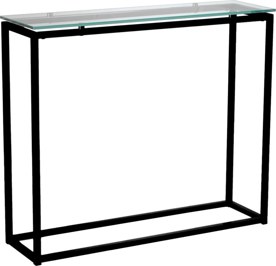 Euro Style Consoles - Sandor Console Table with Clear Tempered Glass Top and Black Frame