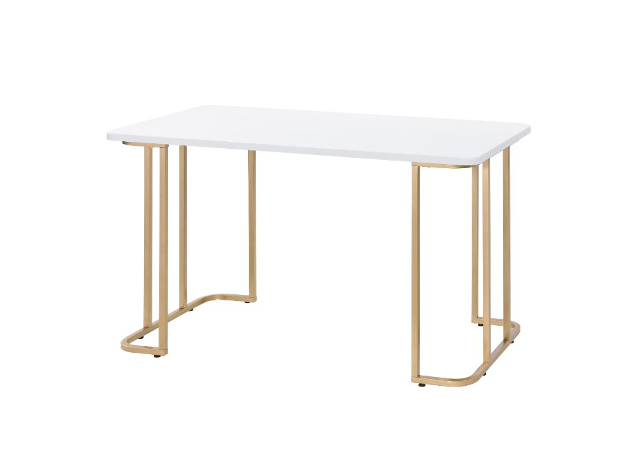 ACME Desks - ACME Estie Writing Desk, White & Gold Finish