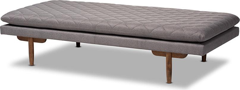 Wholesale Interiors Daybeds - Marit Mid-Century Modern Grey Fabric Upholstered Walnut Finished Wood Daybed Gray & Walnut