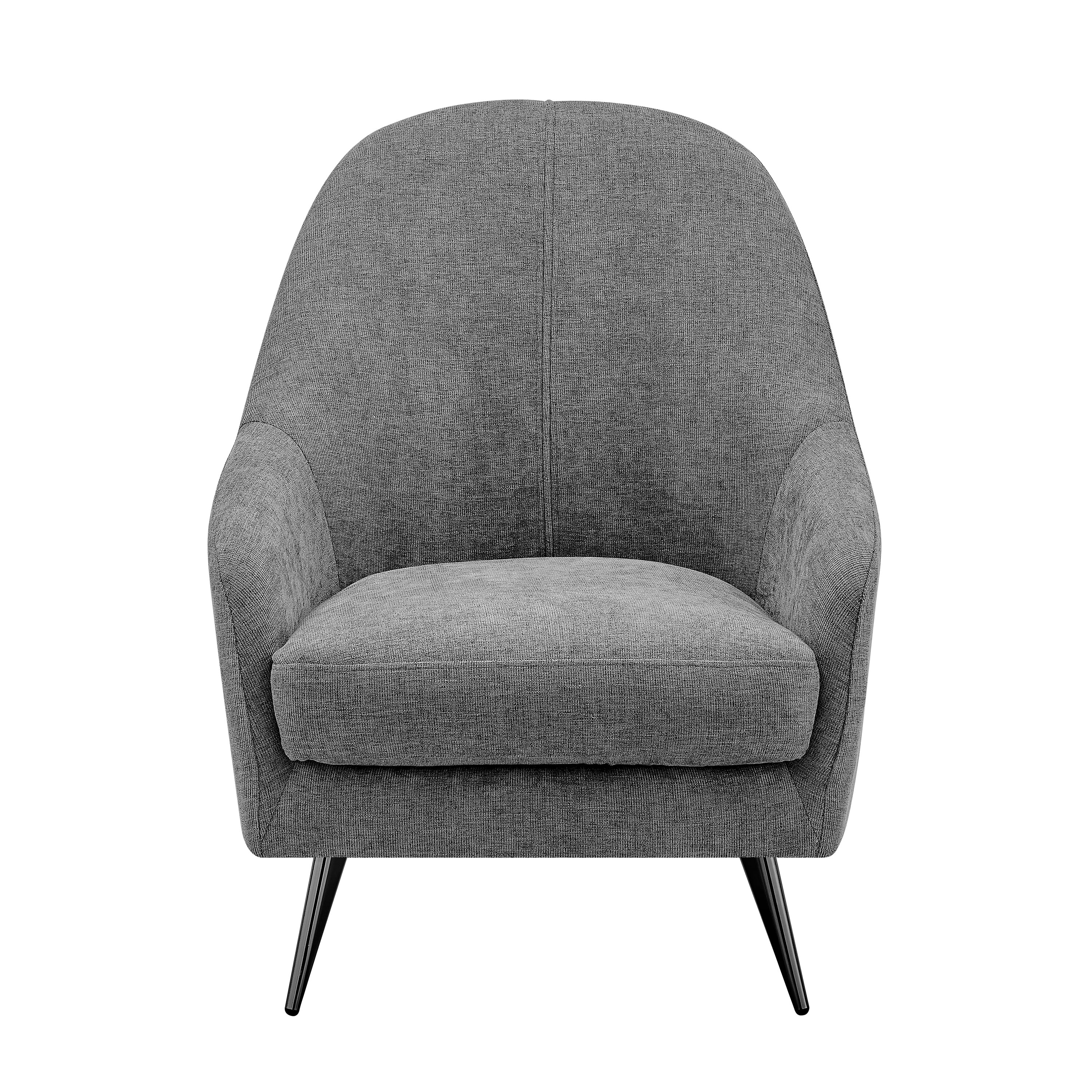 Euro Style Accent Chairs - Selene Lounge Chair in Gray Fabric with Black Chrome Steel Legs