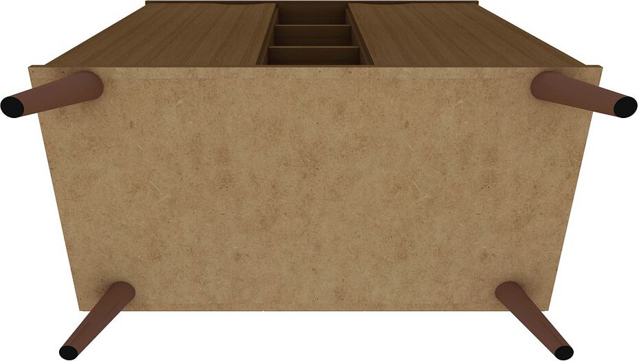 Manhattan Comfort Buffets & Sideboards - Hampton 39.37 Buffet Stand Cabinet with 7 Shelves & Solid Wood Legs in Maple Cream