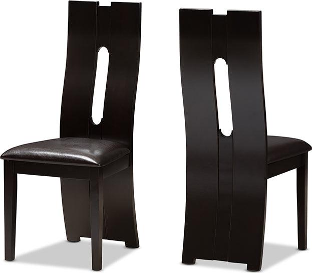 Wholesale Interiors Dining Chairs - Alani Modern And Contemporary Dark Brown Faux Leather Upholstered Dining Chair (Set Of 2)