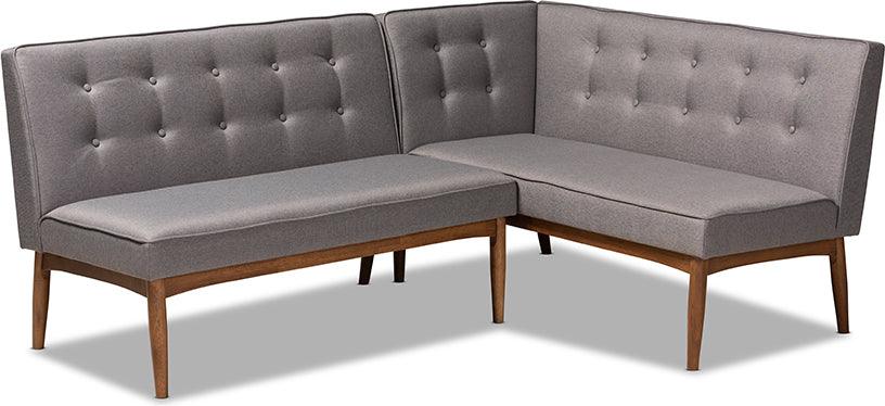Wholesale Interiors Benches - Arvid Gray 2-Piece Wood Dining Nook Banquette Set