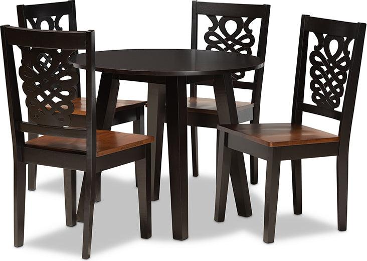 Wholesale Interiors Dining Sets - Mina Two-Tone Dark Brown and Walnut Brown Finished Wood 5-Piece Dining Set