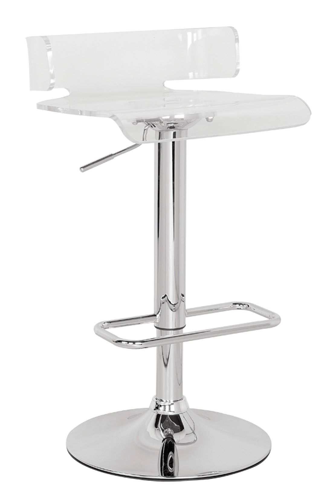 ACME Ottomans & Stools - ACME Rania Adjustable Stool w/Swivel, Clear & Chrome, 22"~31" Seat Height