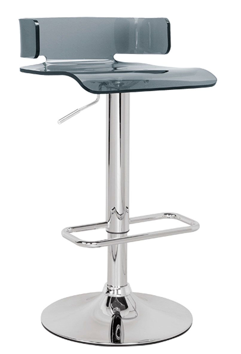 ACME Ottomans & Stools - ACME Rania Adjustable Stool w/Swivel, Gray & Chrome, 22"~31" Seat Height