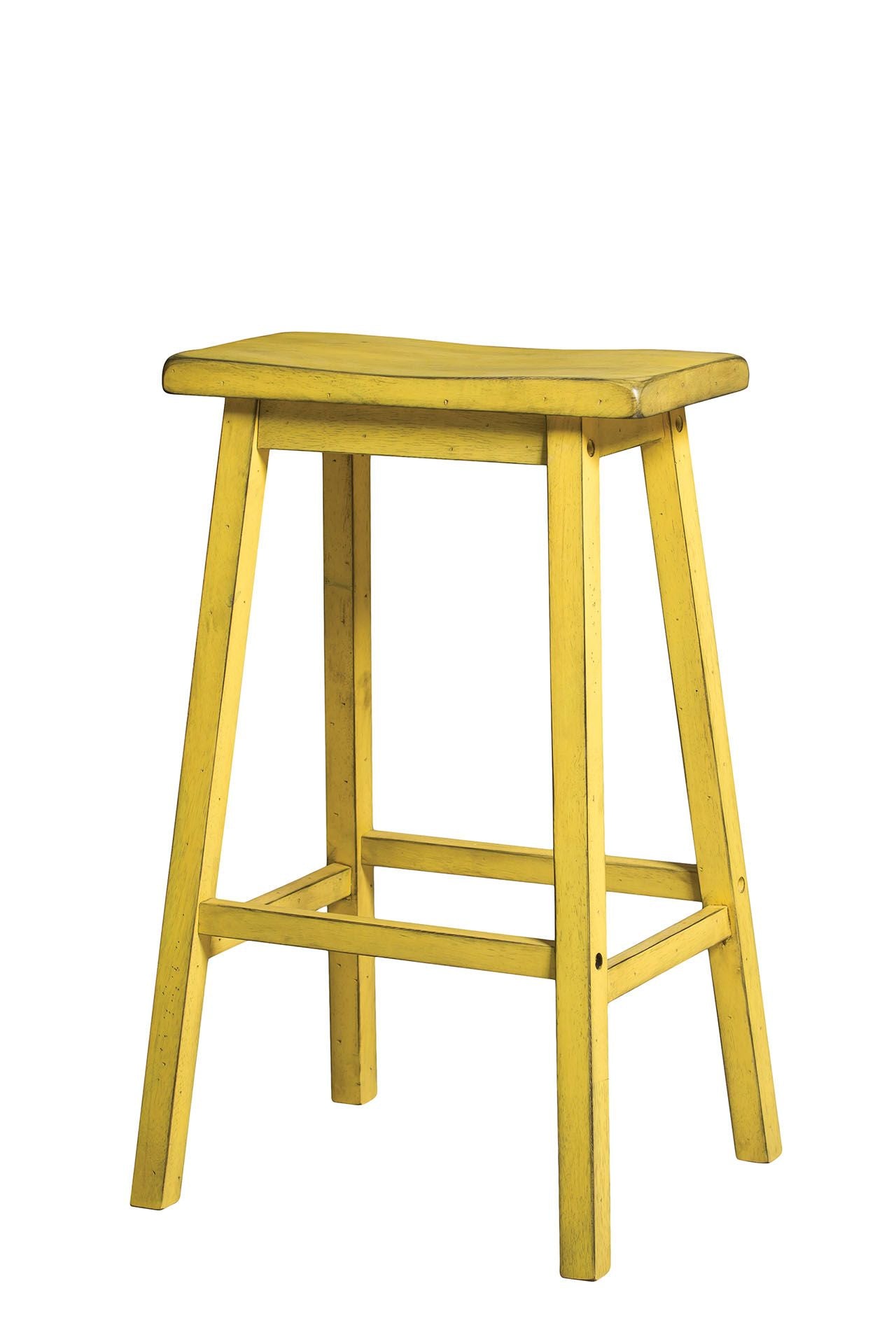 ACME Ottomans & Stools - ACME Gaucho Bar Stool (Set-2), Antique Yellow, 29" Seat Height