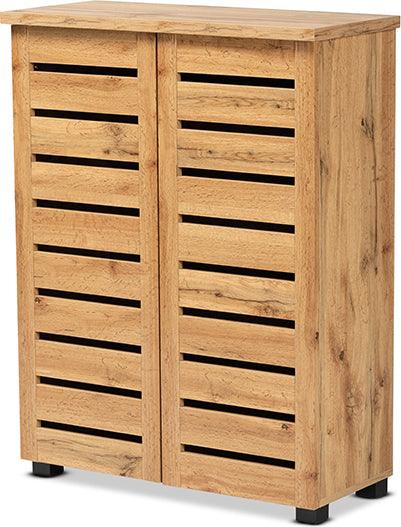 Wholesale Interiors Shoe Storage - Adalwin Oak Brown Finished Wood 2-Door Shoe Storage Cabinet