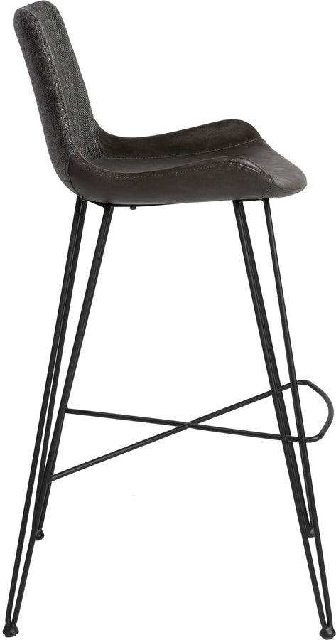 Euro Style Barstools - Alisa-B Bar Stool in Dark Gray Fabric and Dark Gray PU with Matte Black Legs