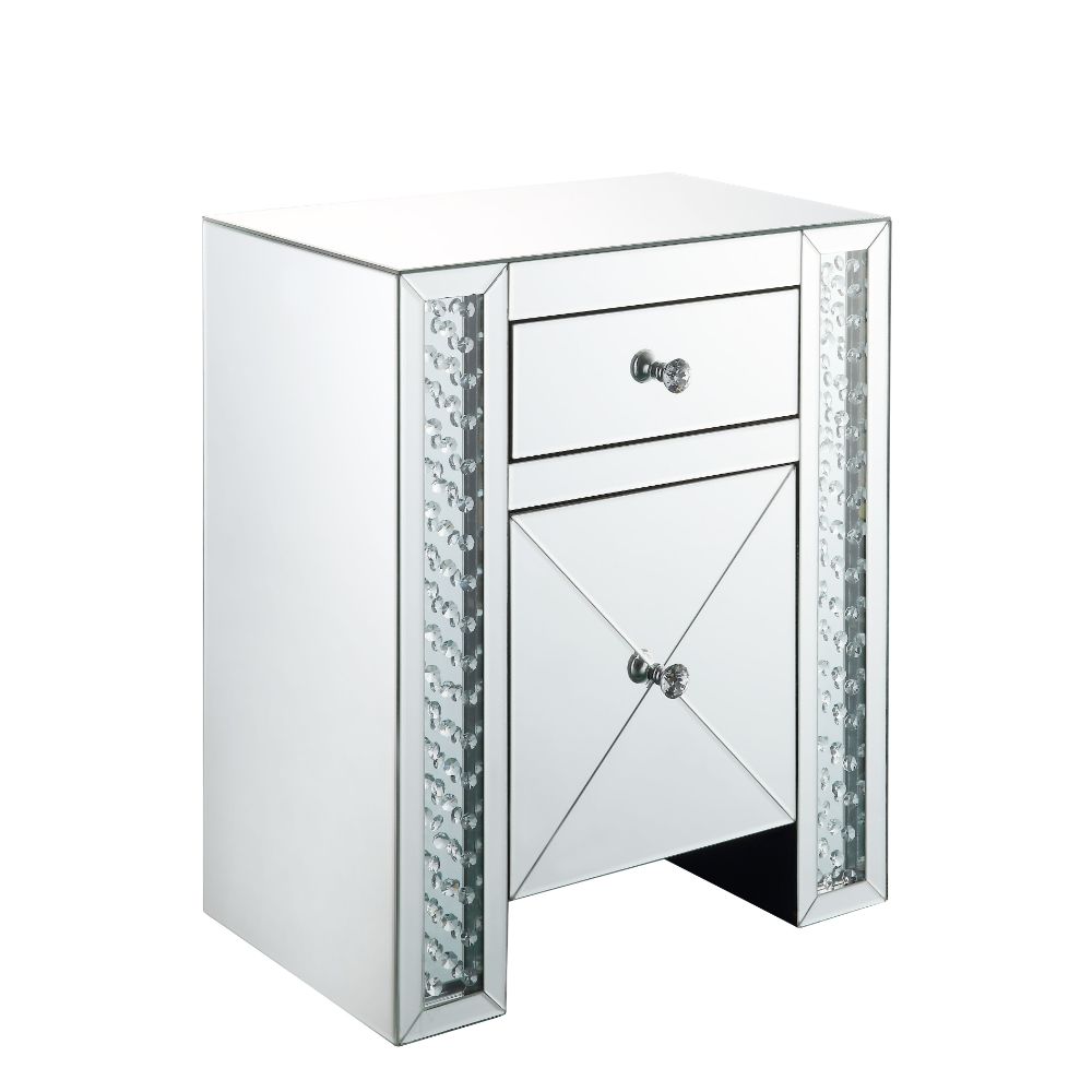 ACME Side & End Tables - ACME Maisha Accent Table Mirrored & Faux Crystals