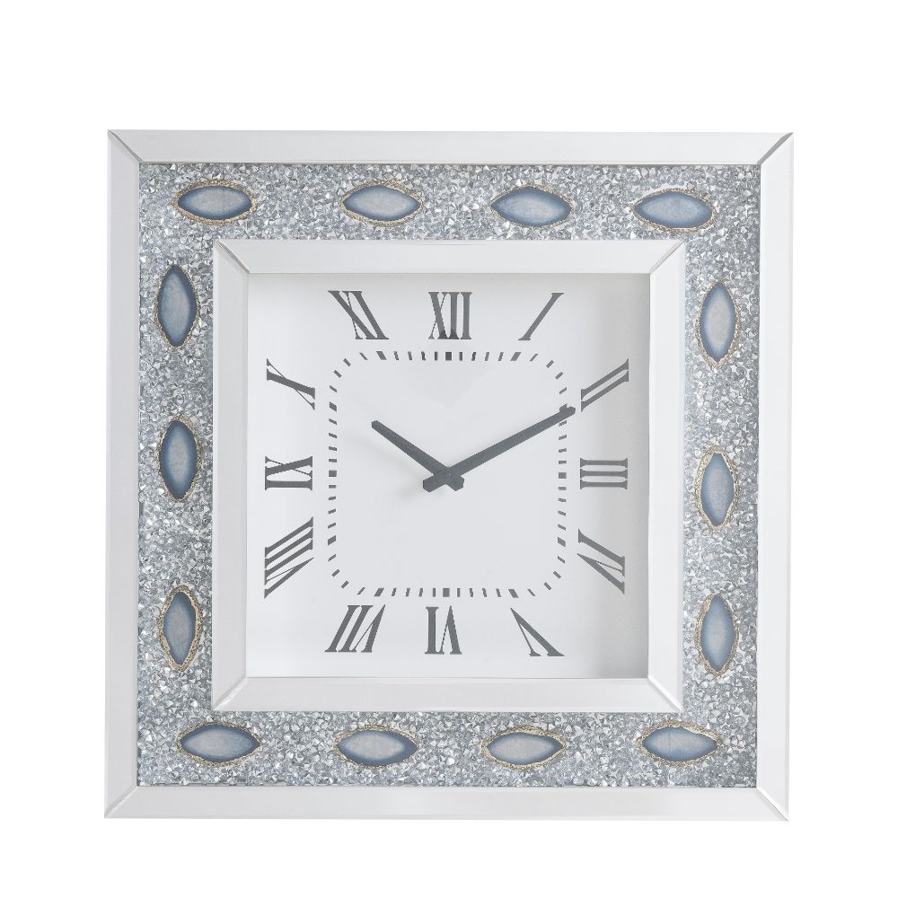 ACME Clocks - ACME Sonia Wall Clock, Mirrored & Faux Agate