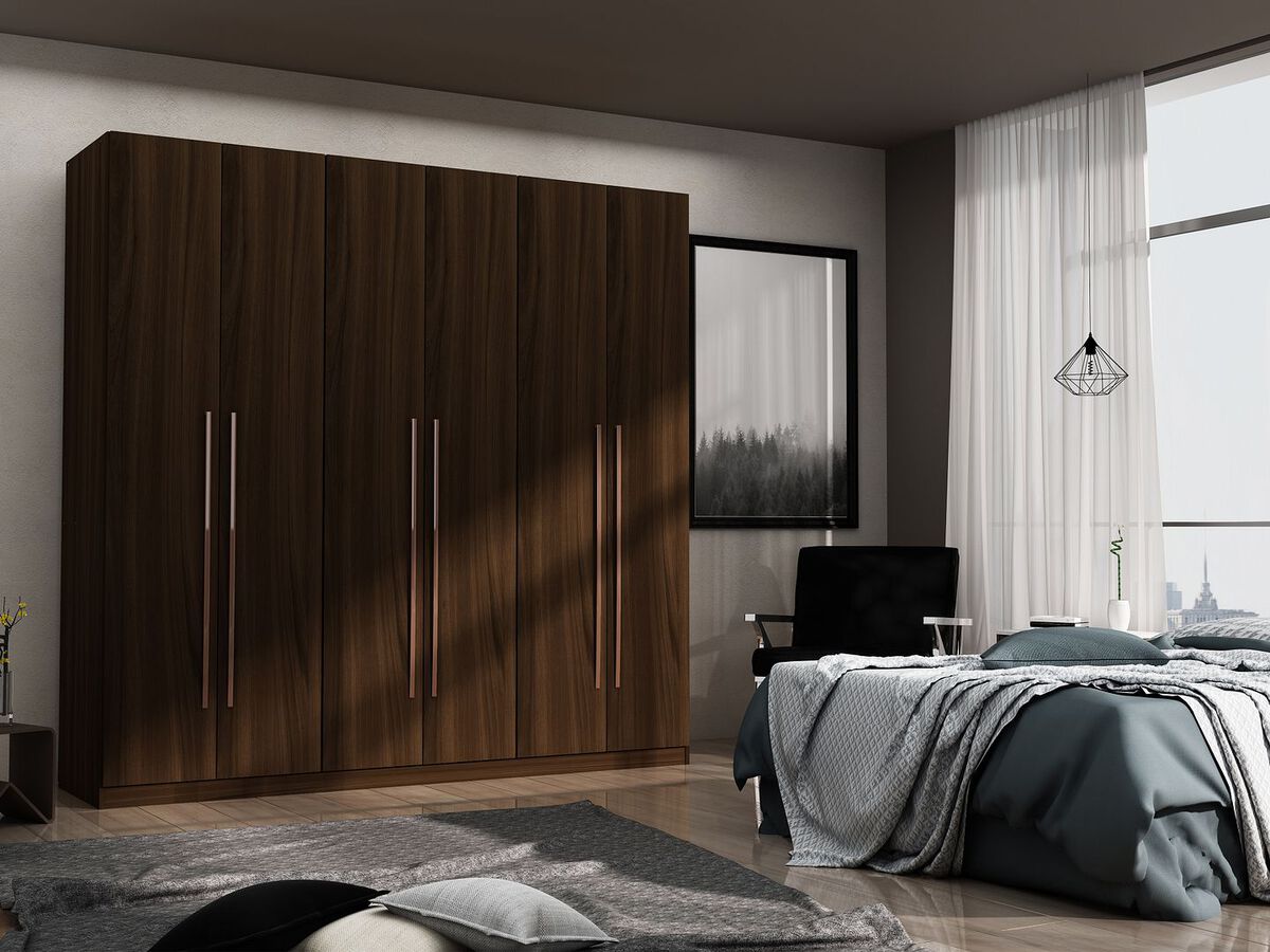 Manhattan Comfort Cabinets & Wardrobes - Gramercy Modern Freestanding Wardrobe Armoire Closet in Brown