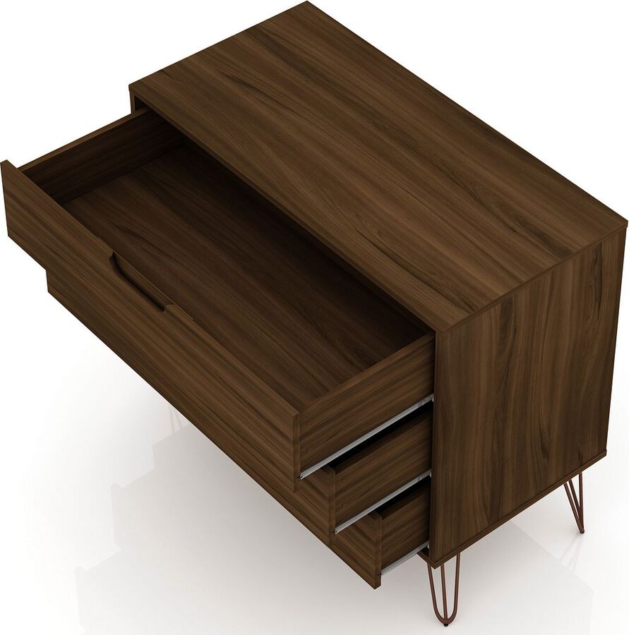 Manhattan Comfort Bedroom Sets - Rockefeller 3-Drawer Brown Dresser (Set of 2)