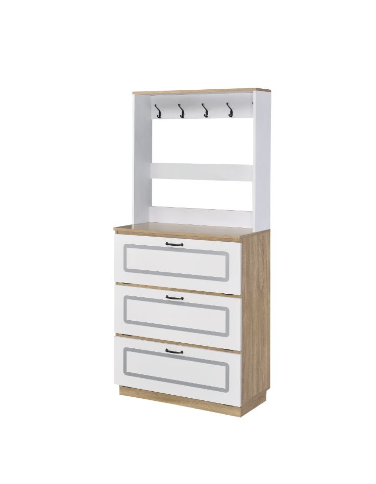 ACME Shoe Storage - ACME Hewett Shoe Cabinet, Light Oak & White Finish