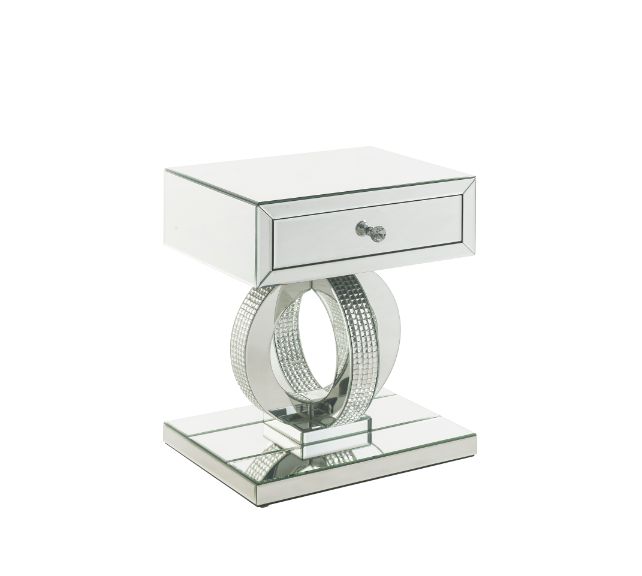 ACME Side & End Tables - ACME Ornat Accent Table, Mirrored & Faux Diamonds