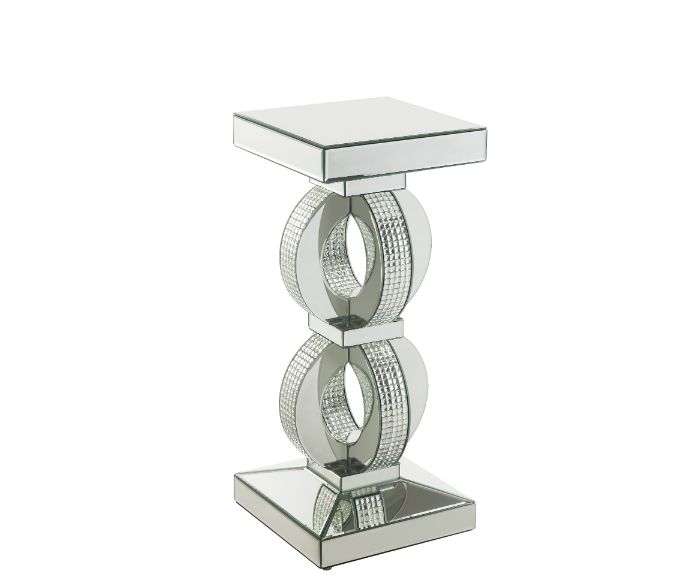 ACME Side & End Tables - ACME Ornat Accent Table, Mirrored & Faux Diamonds