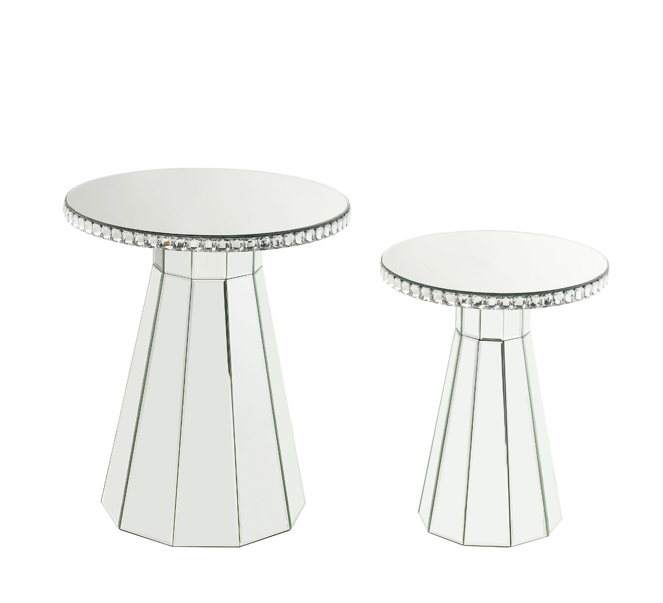 ACME Side & End Tables - ACME Lotus Accent Table, Mirrored & Faux Cyrstals Inlay