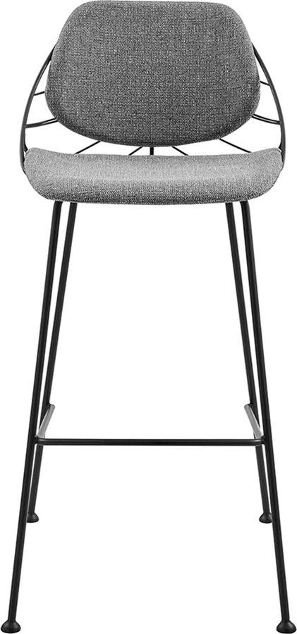 Euro Style Barstools - Linnea-B Bar Stool in Light Gray Fabric with Matte Black Frame and Legs - Set Of 2