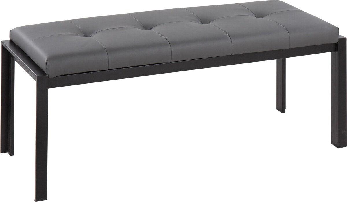 Lumisource Benches - Fuji Contemporary Bench In Black Metal & Grey Faux Leather