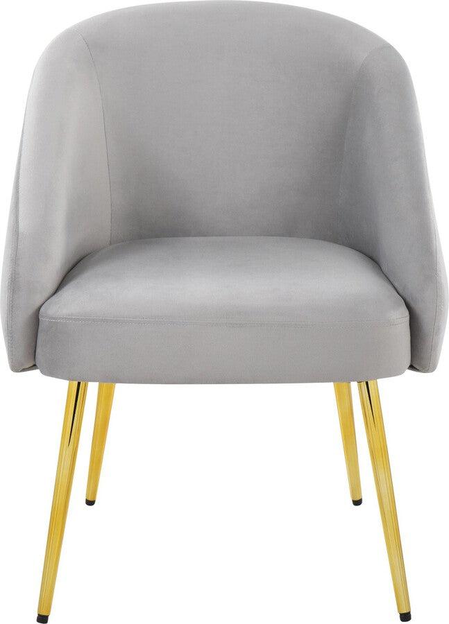 Lumisource Accent Chairs - Shiraz Contemporary/Glam Chair In Gold Metal & Silver Velvet