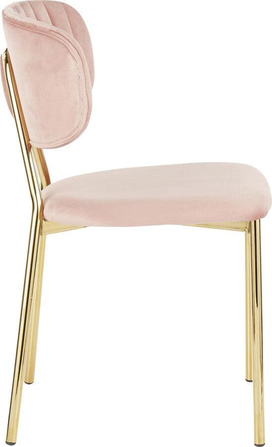 Lumisource Accent Chairs - Bouton Contemporary/Glam Chair In Gold Metal & Blush Pink Velvet (Set of 2)