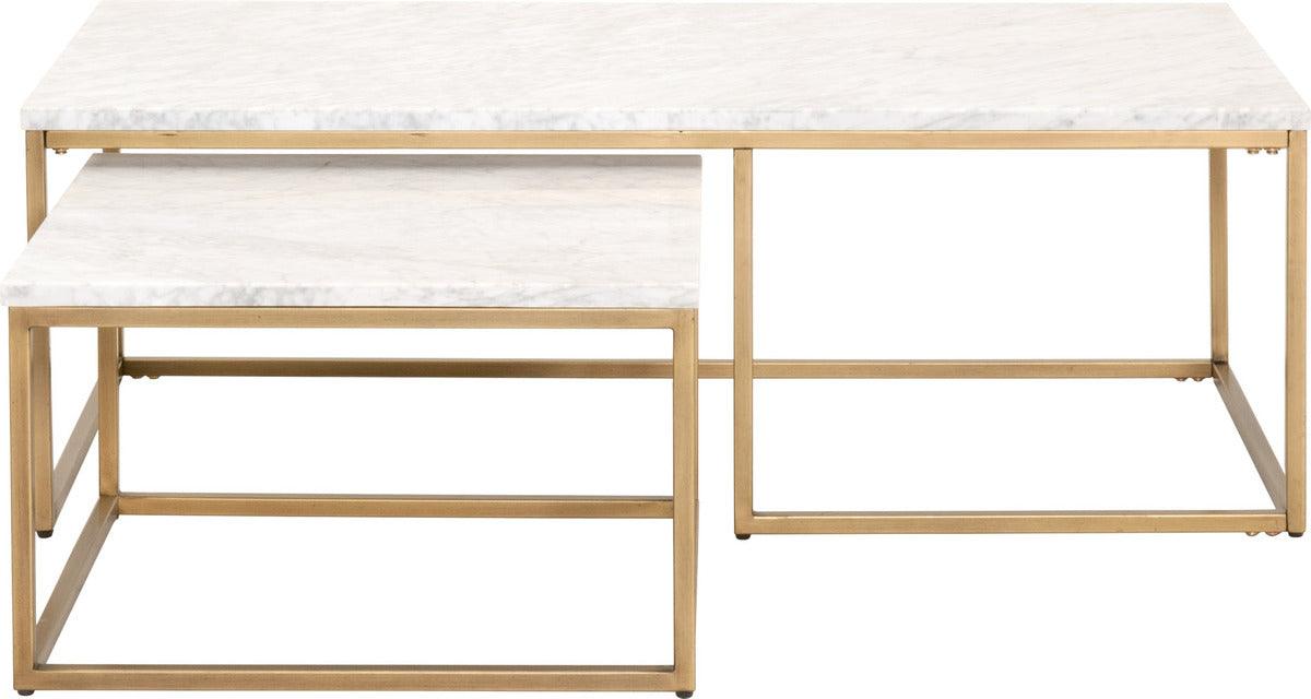 Essentials For Living Coffee Tables - Carrera Nesting Coffee Table White Carrera & Brushed Gold