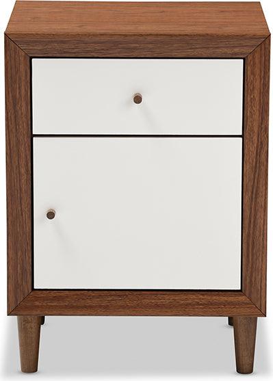 Wholesale Interiors Nightstands & Side Tables - Harlow Nightstand Walnut Brown/White