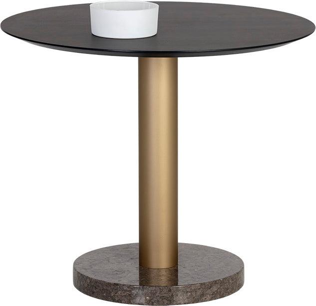 SUNPAN Outdoor Dining Tables - Monaco Bistro Table - Gold - Grey Marble / Charcoal Grey - 35.5" Gray