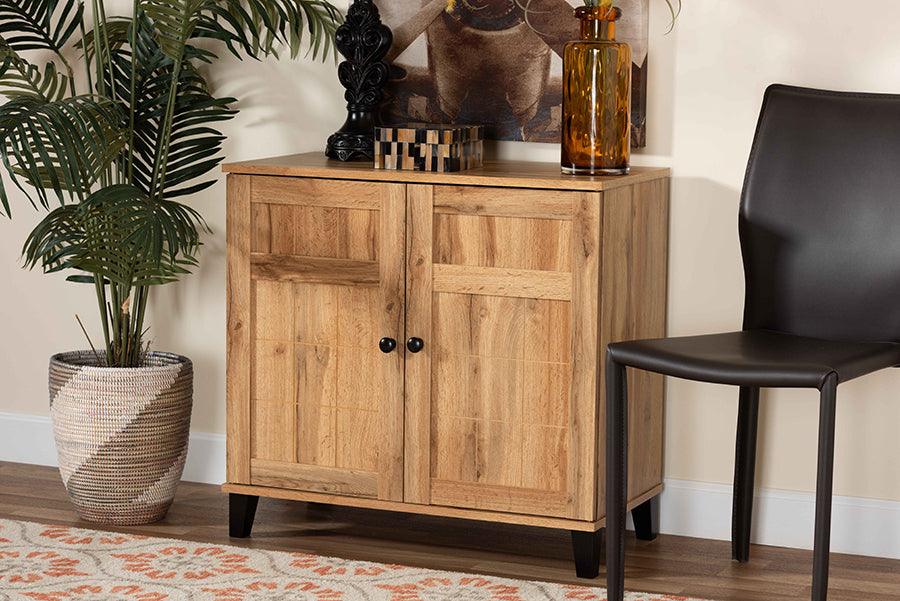 Wholesale Interiors Shoe Storage - Glidden Oak Brown Finished Wood 2-Door Shoe Storage Cabinet