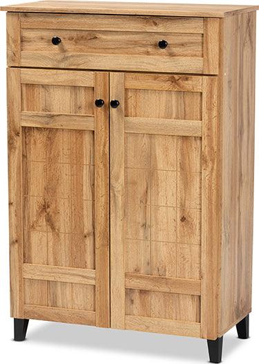 Wholesale Interiors Shoe Storage - Glidden Oak Brown Finished Wood 1-Drawer Shoe Storage Cabinet