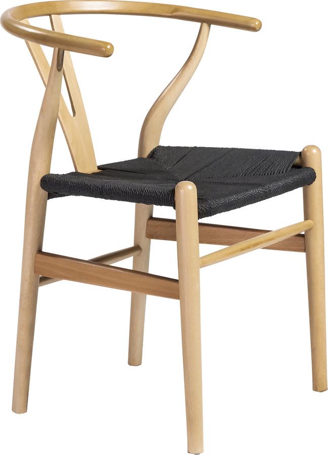 Euro Style Dining Chairs - Evelina Side Chair with Natural Stained Framed and Black Rush Seat - Set of 2