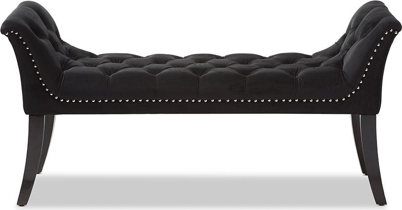 Wholesale Interiors Benches - Chandelle Luxe And Contemporary Black Velvet Upholstered Bench