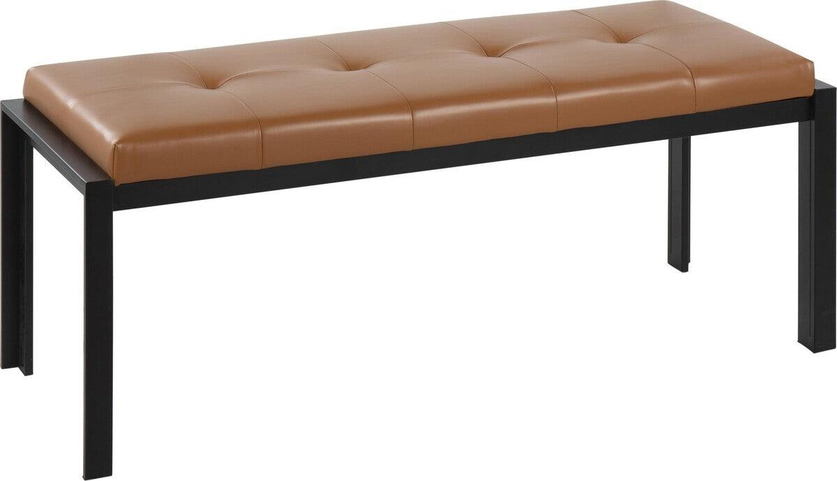 Lumisource Benches - Fuji Contemporary Bench In Black Metal & Camel Faux Leather