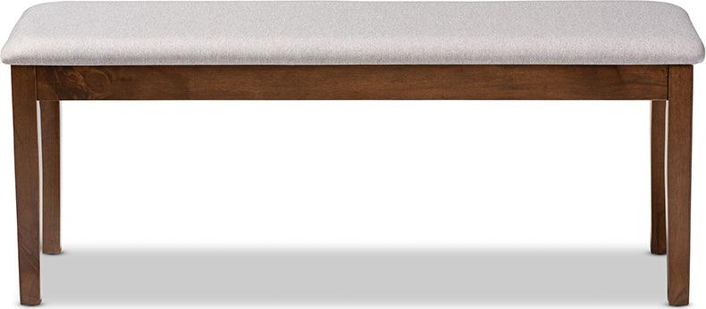 Wholesale Interiors Benches - Teresa Contemporary Transitional Grey Fabric and Brown Finished Wood Dining Bench