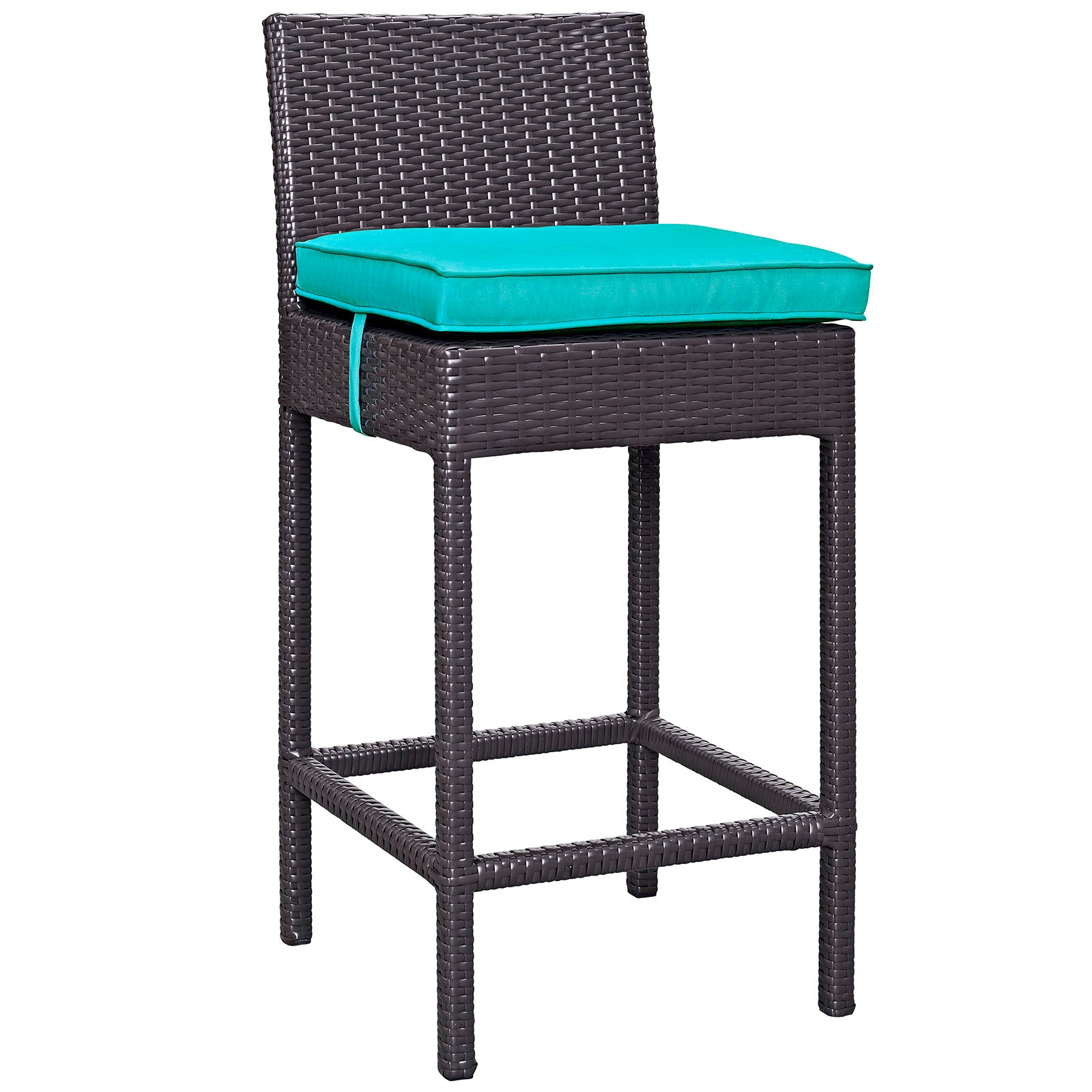 Modway Outdoor Barstools - Convene Outdoor Patio Fabric Bar Stool Espresso Turquoise