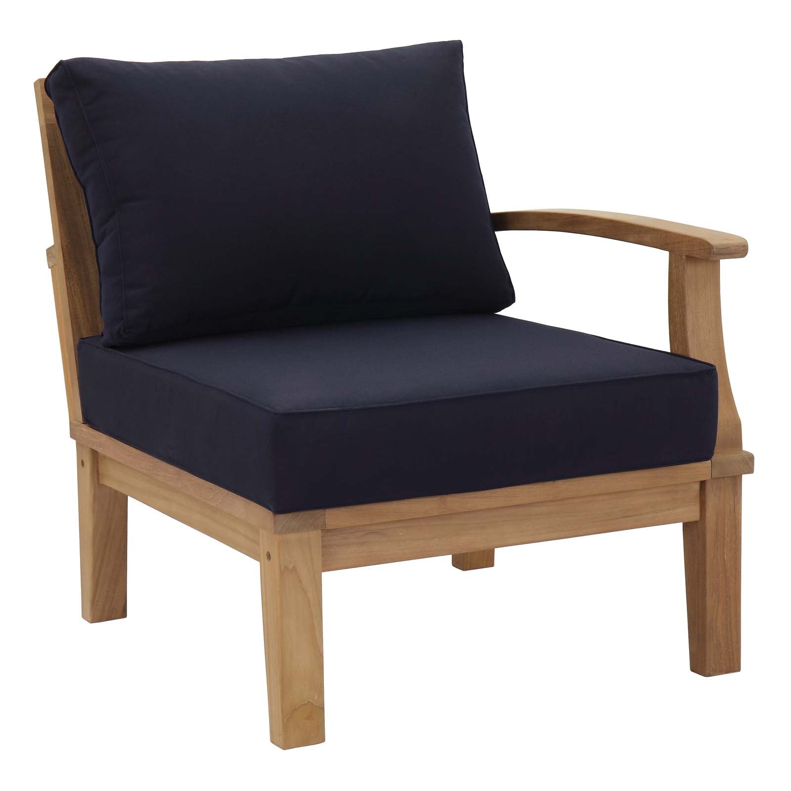 Modway Outdoor Chairs - Marina Outdoor Patio Teak Right-Facing Sofa Natural Navy