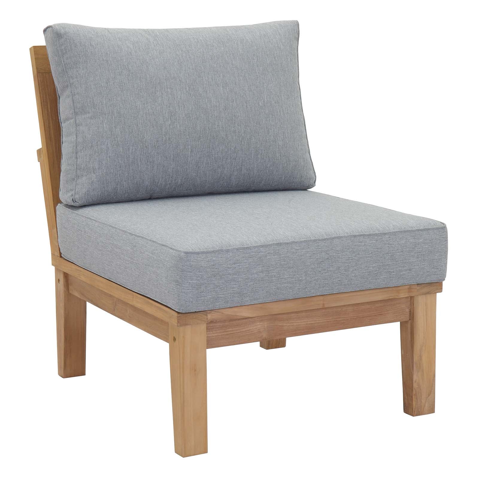 Modway Outdoor Chairs - Marina Armless Outdoor Patio Teak Sofa Natural Gray