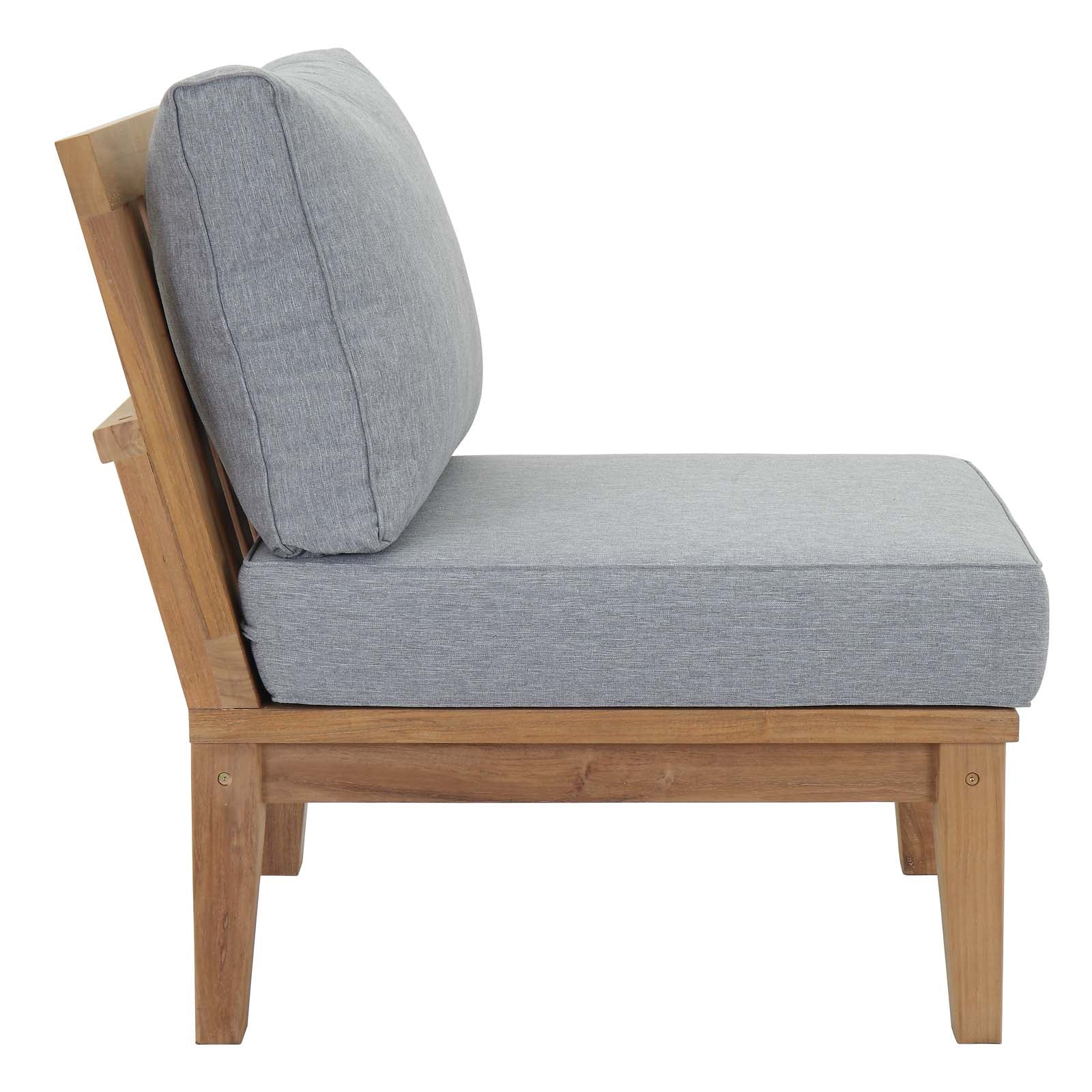 Modway Outdoor Chairs - Marina Armless Outdoor Patio Teak Sofa Natural Gray