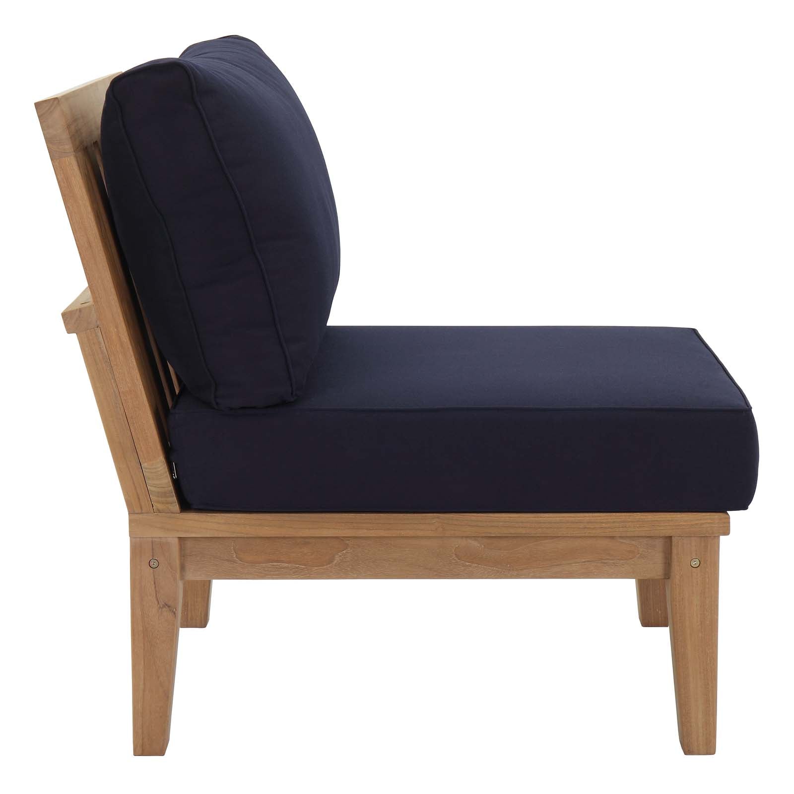 Modway Outdoor Chairs - Marina Armless Outdoor Patio Teak Sofa Natural Navy